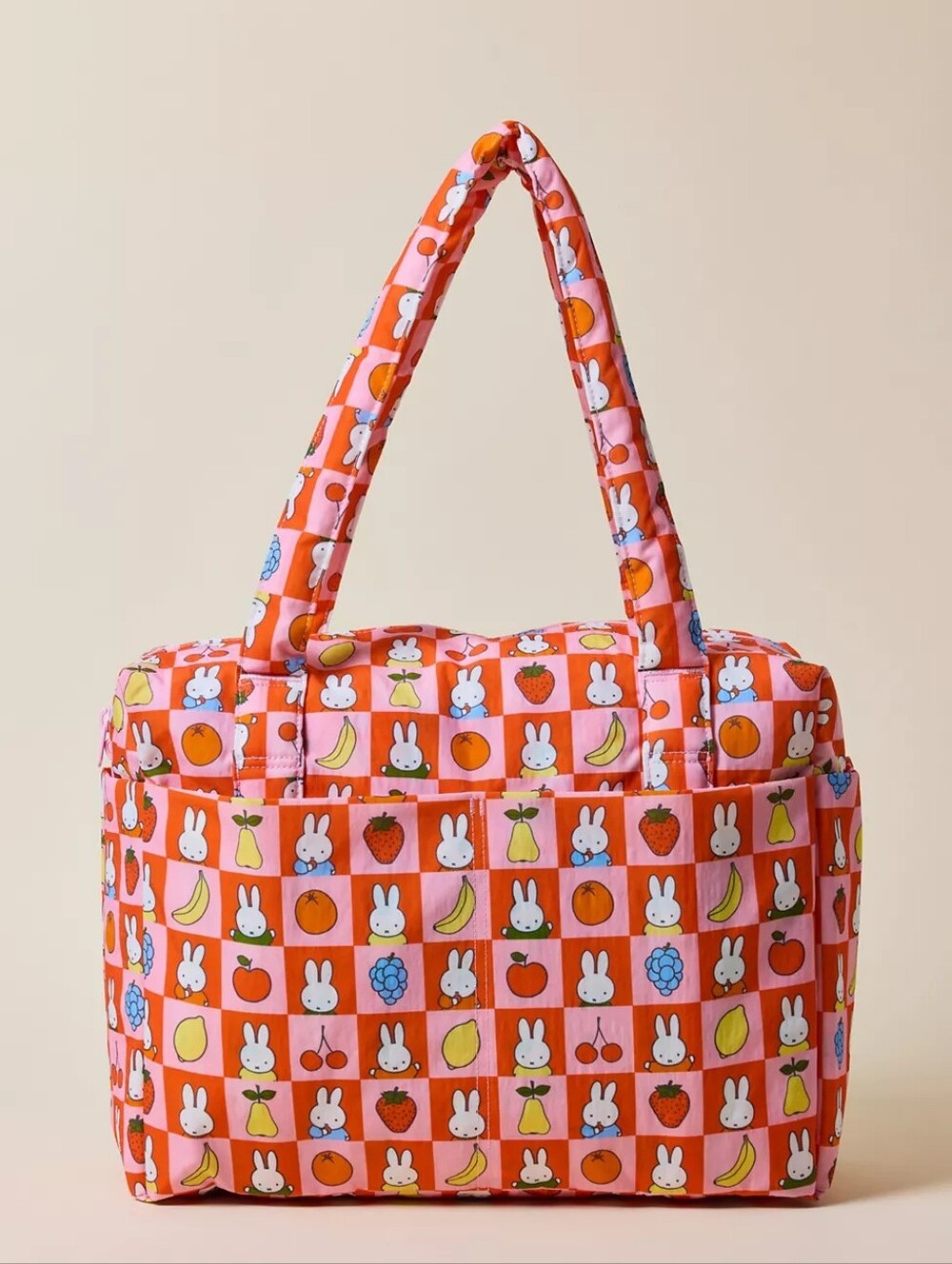 NWT BAGGU Small Cloud Carry On Bag Checkered Fruit Miffy